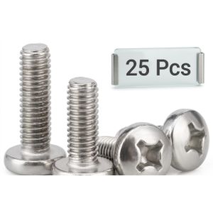 Stainless Steel Screws (25Pcs)For Electronics & DIY- M2 M6 Phillips Pan Screws 