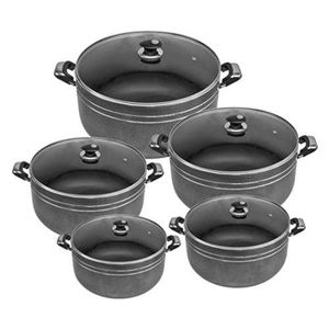 Tornado 10 Piece  Non-stick Saucepan Cookware Pots, Black.