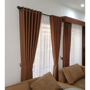 3 Metres (2pcs) A pair of Coffee brown patio sliding door and window Curtains 