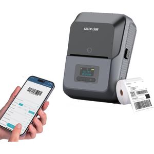 Green Lion Thermal Printer with 203 DPI Printing Resolution, TFT Screen, 1500mAh Rechargeable Lithium Battery, Bluetooth & Type-C Connectivity, Bulk Print, Mobile Editing 