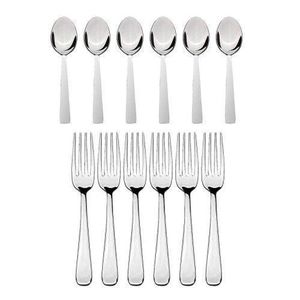 12 Pieces  Cutlery Set (6 Forks, 6 Spoons) - Silver