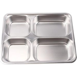 6 Pieces Stainless Steel Partioned Plate Durable - Multicolor