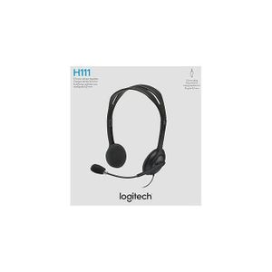 Logitech H111 On-Ear Black Wired Headphones With Microphone Mute Button And Playback Controls Black Color