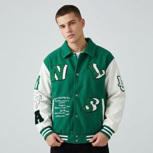 Unisex Oversized Varsity Jacket – Forest Green / White