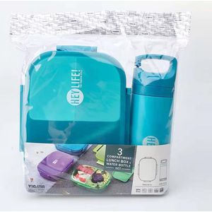3 compartments lunch box and bottle 