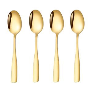 Soup Golden Dessert Spoon, Stainless Steel Golden Finish Coffee, Espresso Spoon - 12pcs