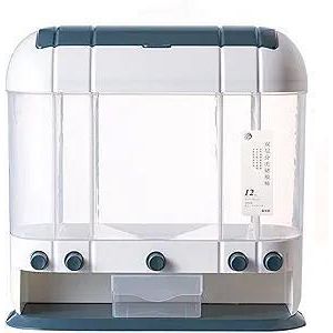  Roll over image to zoom in        Kitchen Sealed Rice Bucket, Wall-mounted Cereal Oatmeal, Food Storage Plastic Container Cereal Dispenser-Multicolour