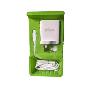 Universal GoldPlus 45W USB-C PD Super Fast Charger (3-Pin) + Type-C To C Cable – White – Quick Charge For Smartphones & Laptops