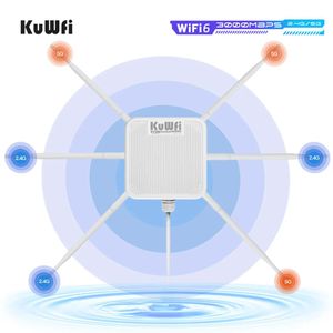 Kuwfi WiFi 6 Outdoor Access Point 3000Mbps – 300-700M Long Range Extension Dual Band 2.4G/5G Gigabit PoE Mesh AP- White