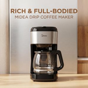 Midea 1.5L Coffee Maker , 12-cup drip coffee -Silver Black