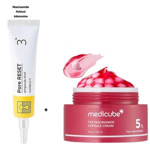 Numbuzin Niacinamide & Retinol Pore Reset Ampoule Shot + Medicube TXA Niacinamide Capsule Cream with Alpha Arbutin. Fades Dark Spots, Hyperpigmentation, Scars, Minimize & Unclogs Pores, Glows, Moisturizes, Brightens, Evens the  tone, Smooths, Softens & Clarifies