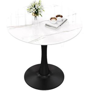 Pedestal Design  Round Marble Dining Table, Black Base