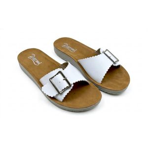 Ladies Slide flat sandals- white