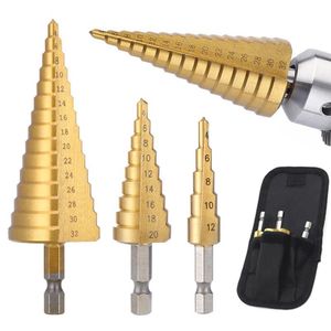 4-32 mm Titanium Coated Step Drill Bit High Speed Steel Metal Wood Hole Cutter Cone Drilling Tool