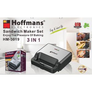 Hoffmans 3-in-1 Sandwich Maker Set - Silver/Black
