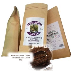 Dark Hills 100% Pure Arabica Roasted Ground Coffee – Dark Roast, Fine Grind (1Kg)