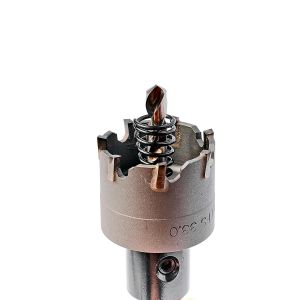 Carbide hole saws for drilling steel and stainless steel plates, up to 5 mm thick