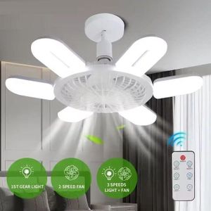 E27 ceiling fan light, Two-in-one electric fan ceiling light with built-in remote control, suitable for bedroom and kitchen use