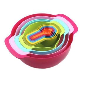 Multi functional 10 Piece Measuring Cups And Mixing Bowls-Multi Colors