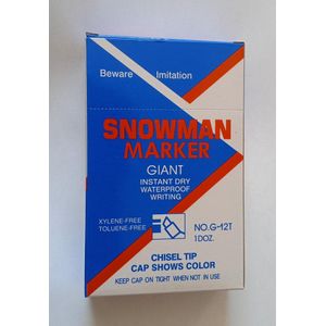 12 Pack Of Snowman Markers (1 Dozen) - Black,Blue,Red, Green