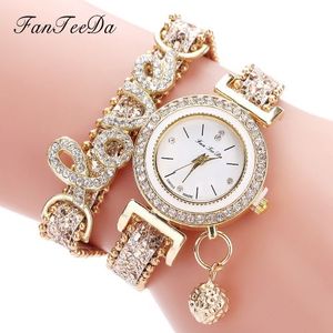 Ginave Women Bracelet Watches Leather Strap Rhinestone