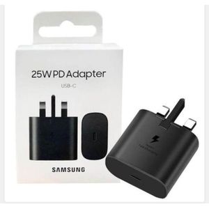 Samsung USB-C 25W PD Adapter Super Fast Smart Phone Charger (3 Pin) with Type-C to C cable-Black