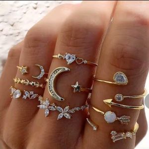 Legacy Secret 9 pcs/set Vintage Gold Aesthetic Love Butterfly Metal Rings Set for Women