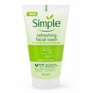 Simple Refreshing Facial Wash – Kind To Skin Face Cleanser With Vitamin B5 + E – 150ml