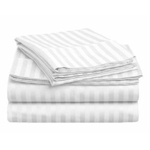 4pcs Egyptian cotton bedsheets-with invisiblestripes( 2 bedsheets, 2 pillow cases) - White