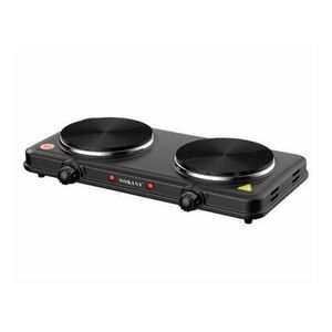  Double Solid Electric Hotplate - Black