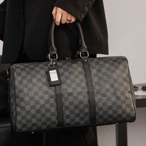 Large-capacity men's and women's travel bags, sports fitness bags, yoga bags, diagonal bags, plaid handbags, shoulder bags, boarding luggage bags - Multicolor