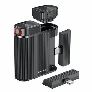 Yesido KR19 Dual Wireless Lavalier Microphone System (2-in-1) - Compact Magnetic Mount - CD Sound Quality - 100m Range - Compatible with iOS/Android (For Content Creators and Interviewers) - Black