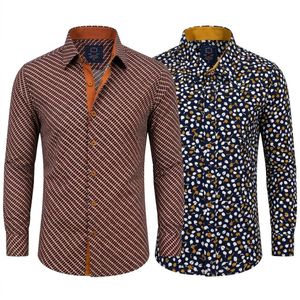 2 Pack Of Men's Cotton Dotted Long Sleeve Shirts - Multicolor