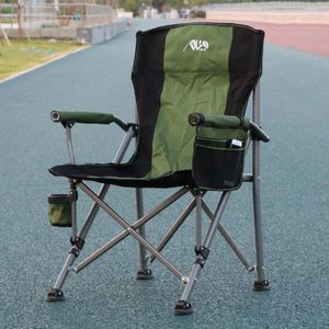 Portable Foldable Camping Chair with a steel frame and green fabric. Holds up to 300kg