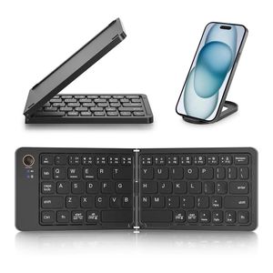 Foldable Bluetooth Wireless Keyboard with Phone Stand Holder Rechargeable Ultra Slim Folding for Iphones, Androids, Laptop and Smart TVs