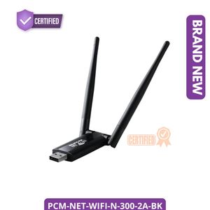 300Mbps Wireless WiFi USB Adapter Dual Antenna New PCM-NET-WIFI-N-300-2A-BK