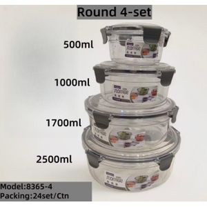 Premium Transparent Airtight Food Storage Containers Set – 4pcs Stackable Round Kitchen Canisters