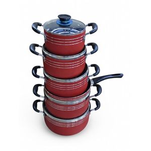 6 Pieces Set Of Cookware Saucepans For Cooking Has Glass Lids Handles Frying Pan Non Stick - Multicolor