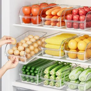 3 Pack Refrigerator Clear Fridge Drawer Organizer Bins Freezer Fruit Storage Box - Clear Plastic Fruit and Vegetable Food Storage Containers Empty Dividerfor Fruits,Vegetables & Pantry,Stackable Fridge Organizer Boxes with Lids