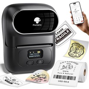 Barcode Label Printer Bluetooth Label Maker Portable Thermal Printer for Small Business, Address, Barcode, Logo, Clothing, Mailing, Sticker Printers for Phone & PC, Black - multicolor