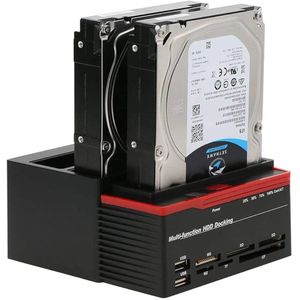 HDD Docking Station Hard Drive Enclosures Case 2.5"/3.5" USB 3.0 to 2 SATA Ports 1 IDE Port External HDD Hard Drive Card Reader USB3.0 Hub with OTB/OTC Offline.