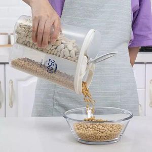 2 Section Cereal Food Dispenser Storage Jar Box Container Bin, Colourless.
