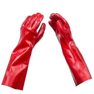 Pvc Chemical Resistant Gloves - Red