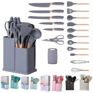19pcs Kitchen Utensils And Knife Set - Silicone