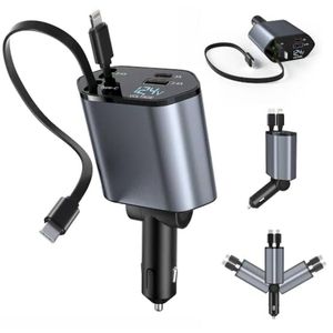 General Retractable Car Charger, 120W Fast Charging 4 Phones