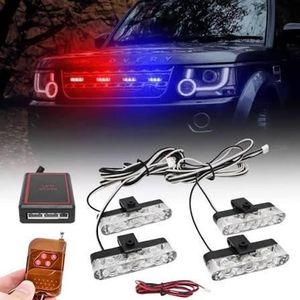 Universal 4-in-1 LED Car Strobe Warning Light Kit - Emergency Grille Flashing Lights for Security & Escort Vehicles