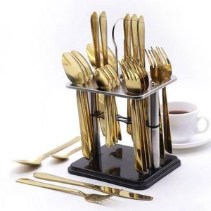 Cutlery Set-24 Pcs Of Tea Spoons,Table Spoon,Forks,Table knives, Gold