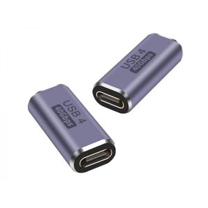 USB Type- C To Type - C Adapter  Female to Female 40Gbps  Connector for Thunderbolt, Switch, MacBook, Laptop, Tablet, Phone Grey Color