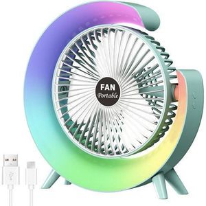 Original USB Desk Fan, 3 Speeds Portable Fan With 7 Colors Gradual Changing, 20db Low Noise And 180° Rotation Adjustable, Rechargeable Small Fan For Home Office Computer Desk