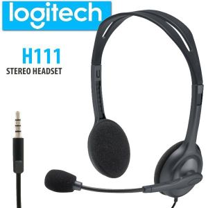 Logitech Original H111 Wired Headset, Stereo Headphones with Noise-Cancelling Microphone, 3.5 mm Audio Jack, PC/Mac/Laptop/Smartphone/Tablet - Black